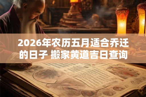 2026年农历五月适合乔迁的日子 搬家黄道吉日查询