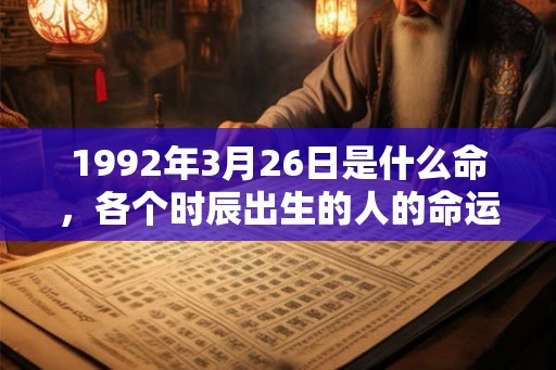 1992年3月26日是什么命，各个时辰出生的人的命运