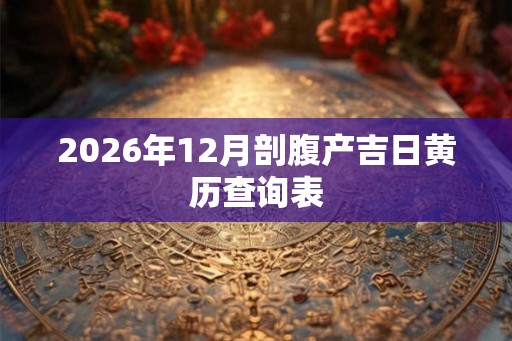 2026年12月剖腹产吉日黄历查询表