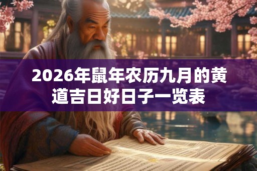 2026年鼠年农历九月的黄道吉日好日子一览表