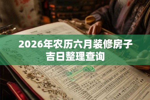 2026年农历六月装修房子吉日整理查询