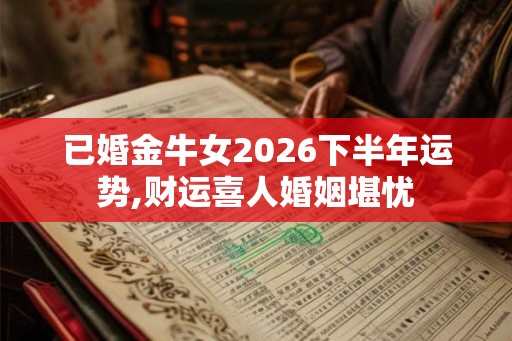 已婚金牛女2026下半年运势,财运喜人婚姻堪忧 已婚金牛女2026下半年运势,财运喜人婚姻堪忧