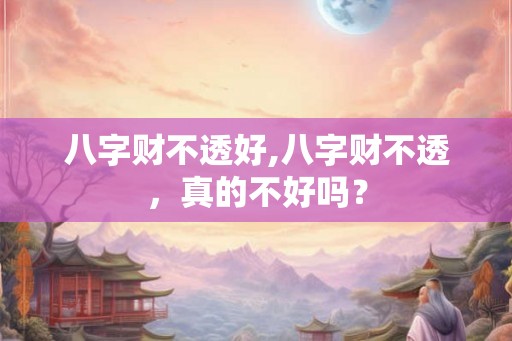 八字财不透好,八字财不透，真的不好吗？