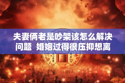 夫妻俩老是吵架该怎么解决问题  婚姻过得很压抑想离婚心很累