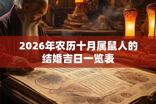 2026年农历十月属鼠人的结婚吉日一览表