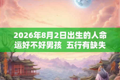 2026年8月2日出生的人命运好不好男孩  五行有缺失吗