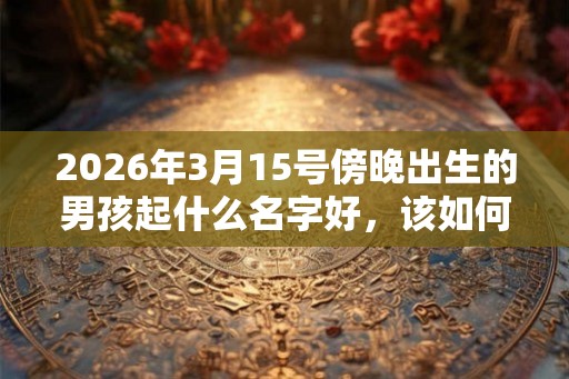 2026年3月15号傍晚出生的男孩起什么名字好，该如何取名？