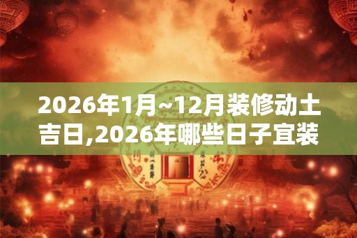 2026年1月~12月装修动土吉日,2026年哪些日子宜装修动土