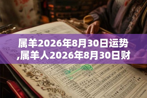 属羊2026年8月30日运势,属羊人2026年8月30日财运,生肖羊2026年8月30日运势
