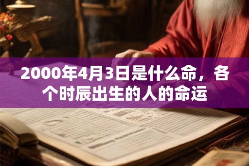 2000年4月3日是什么命，各个时辰出生的人的命运