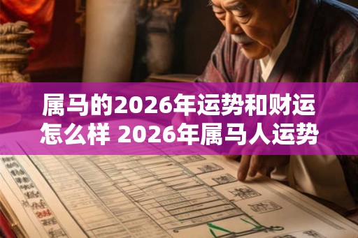 属马的2026年运势和财运怎么样 2026年属马人运势及财运如何 属马的2026年运势和财运怎么样 2026年属马人运势及财运如何
