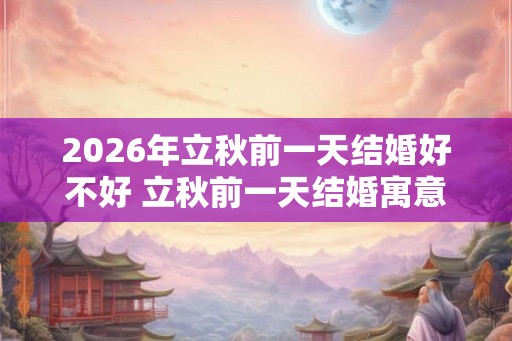 2026年立秋前一天结婚好不好 立秋前一天结婚寓意好吗
