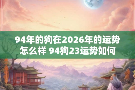 94年的狗在2026年的运势怎么样 94狗23运势如何