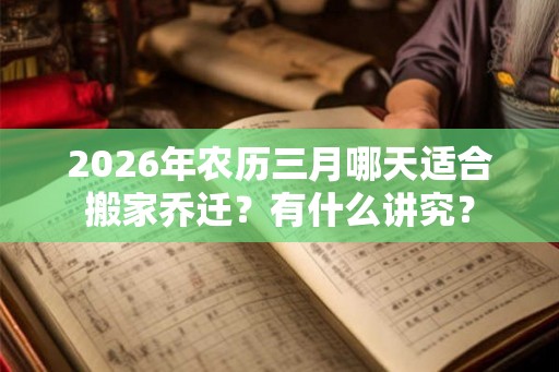 2026年农历三月哪天适合搬家乔迁？有什么讲究？