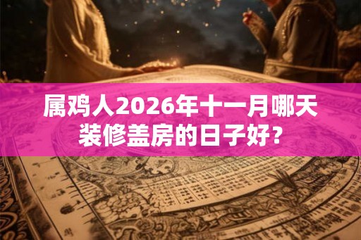 属鸡人2026年十一月哪天装修盖房的日子好？