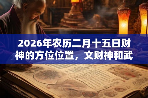 2026年农历二月十五日财神的方位位置，文财神和武财神的区别？