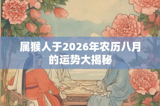 属猴人于2026年农历八月的运势大揭秘 属猴人于2026年农历八月的运势大揭秘