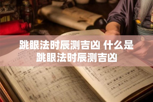 跳眼法时辰测吉凶 什么是跳眼法时辰测吉凶