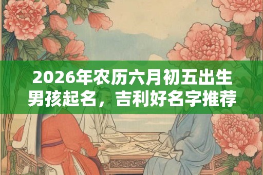 2026年农历六月初五出生男孩起名，吉利好名字推荐