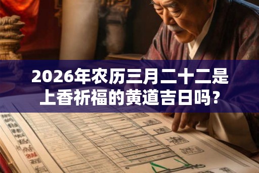 2026年农历三月二十二是上香祈福的黄道吉日吗？