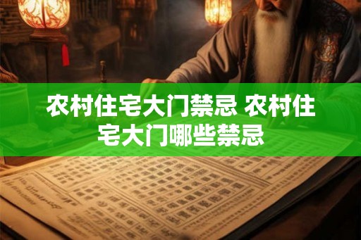 农村住宅大门禁忌 农村住宅大门哪些禁忌