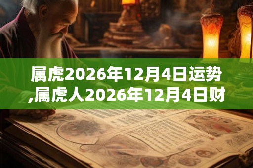 属虎2026年12月4日运势,属虎人2026年12月4日财运,生肖虎2026年12月4日运势