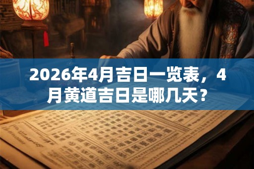 2026年4月吉日一览表，4月黄道吉日是哪几天？