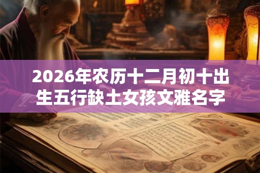 2026年农历十二月初十出生五行缺土女孩文雅名字