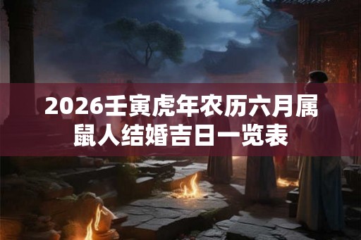 2026壬寅虎年农历六月属鼠人结婚吉日一览表