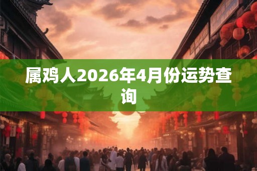 属鸡人2026年4月份运势查询