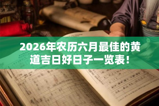2026年农历六月最佳的黄道吉日好日子一览表！