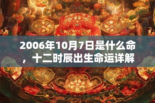 2006年10月7日是什么命，十二时辰出生命运详解