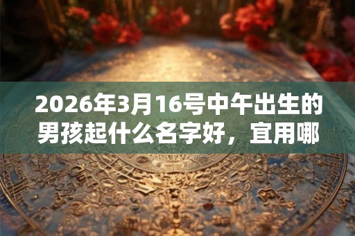 2026年3月16号中午出生的男孩起什么名字好，宜用哪些名字呢？