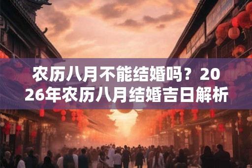 农历八月不能结婚吗？2026年农历八月结婚吉日解析