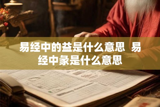 易经中的益是什么意思  易经中彖是什么意思