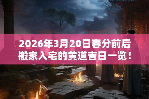 2026年3月20日春分前后搬家入宅的黄道吉日一览！
