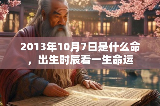 2013年10月7日是什么命，出生时辰看一生命运