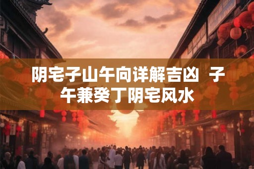 阴宅子山午向详解吉凶  子午兼癸丁阴宅风水