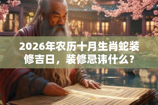 2026年农历十月生肖蛇装修吉日,装修忌讳什么? 2026年农历十月生肖蛇装修吉日,装修忌讳什么?