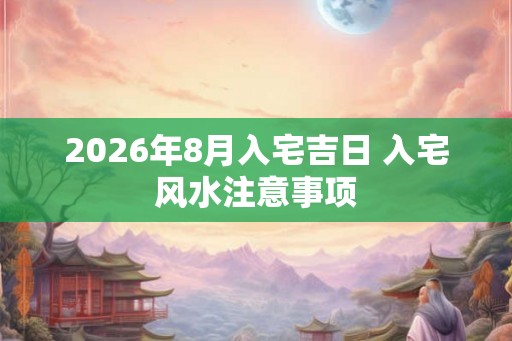 2026年8月入宅吉日 入宅风水注意事项