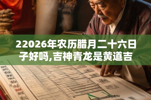 22026年农历腊月二十六日子好吗,吉神青龙是黄道吉日