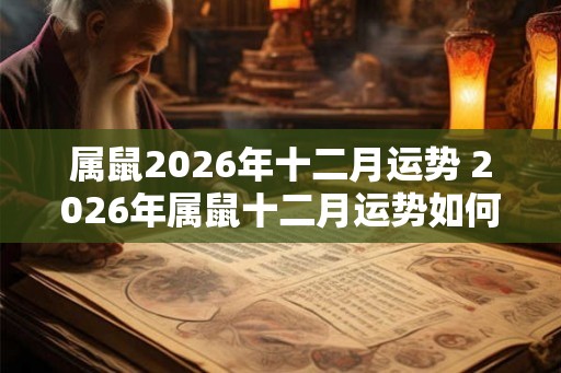 属鼠2026年十二月运势 2026年属鼠十二月运势如何