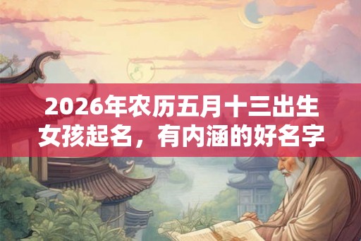 2026年农历五月十三出生女孩起名，有内涵的好名字推荐
