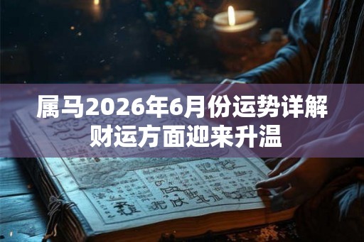属马2026年6月份运势详解 财运方面迎来升温