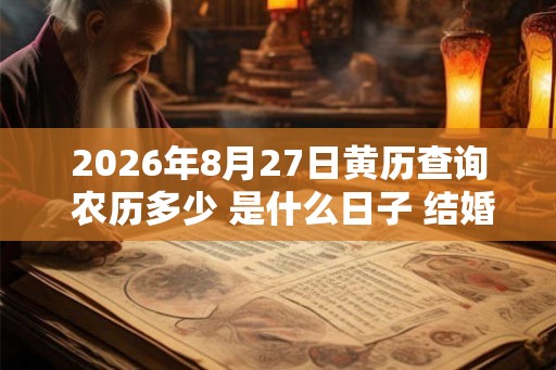2026年8月27日黄历查询 农历多少 是什么日子 结婚吉时 2026年8月27日黄历查询 农历多少 是什么日子 结婚吉时