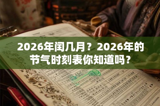 2026年闰几月？2026年的节气时刻表你知道吗？