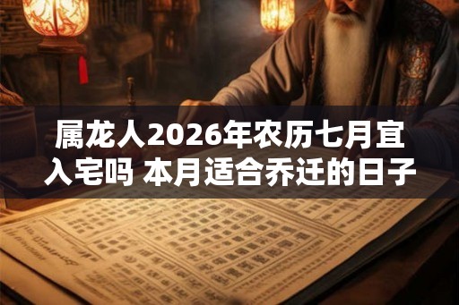 属龙人2026年农历七月宜入宅吗 本月适合乔迁的日子