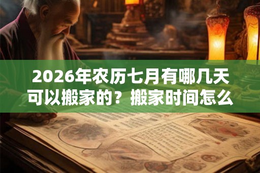 2026年农历七月有哪几天可以搬家的？搬家时间怎么选？