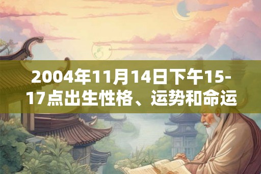 2004年11月14日下午15-17点出生性格、运势和命运