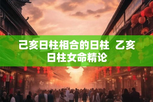 己亥日柱相合的日柱  乙亥日柱女命精论